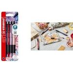 STABILO Druckkugelschreiber pointball NatureCOLORS, 4er Etui burgunderrot, rutschfeste Griffzone, mit weicher Kugel - 1 Stück (6034/4-1)