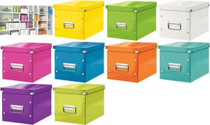 LEITZ Ablagebox Click & Store WOW Cube M, grün Hartpappe mit PP-Folie, Aufbau mittels Druckknöpfen, - 1 Stück (6109-00-54)