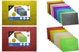 kangaro Glitterkarton, 250 x 350 mm, 10-farbig sortiert 300 g/qm, Glitzerkarton, einseitig mit Glitter veredelt, - 1 Stück (K-0064P01)