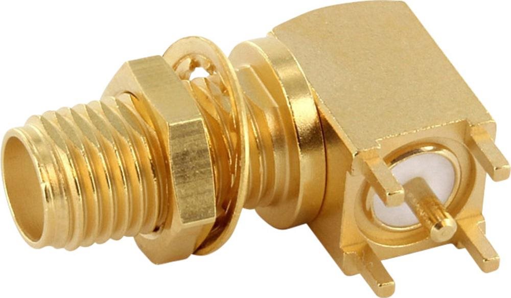 Telegärtner SMA-Winkeleinbaubuchse für gedruckte Schaltungen in Einpresstechnik, Z25/Z36, 18 GHz, IP 68, Gold (J01151A0821)