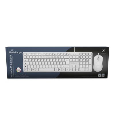 MediaRange MROS276 Kabelgebundenes Tastatur- und Maus-Set USB QWERTZ Weiß