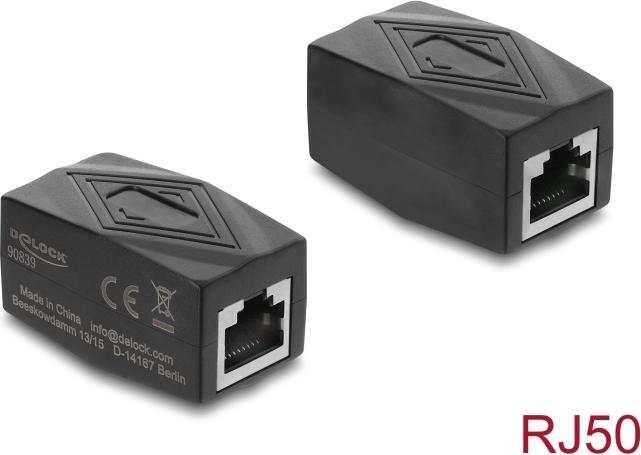 Delock Adapter Kupplung RJ50 Buchse zu Buchse geschirmt schwarz (90839)