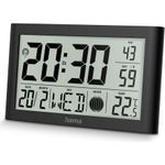 Hama Digitale Wanduhr Martinique, Funkuhr mit Thermometer/Hygrometer, Schwarz (00222217)