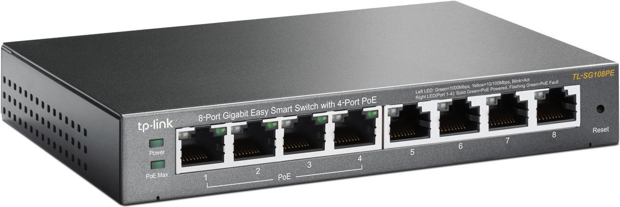 TP-Link Easy Smart TL-SG108PE 8-Port Gigabit PoE+ Switch Schwarz
