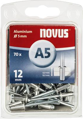 Novus 053669 Blindniete (Ø x L) 5 mm x 12 mm Aluminium Aluminium 70 St. (053669)