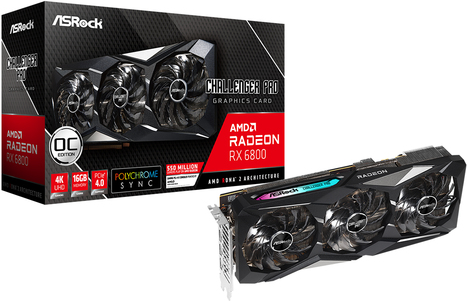 ASRock Radeon RX 6800 Challenger Pro 16G OC - Grafikkarten - Radeon RX 6800 - 16 GB GDDR6 - PCIe 4.0 x16 - HDMI, 3 x DisplayPort
