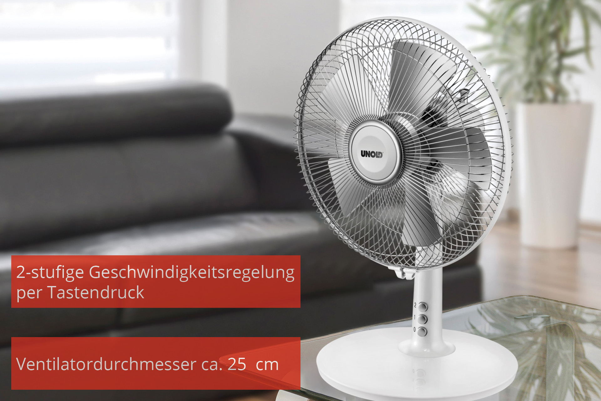 UNOLD Silverline 86810 Tischventilator 25 W Silber/Weiß