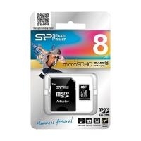 SILICON POWER Flash-Speicherkarte ( microSDHC/SD-Adapter inbegriffen ) (SP008GBSTH010V10-SP)