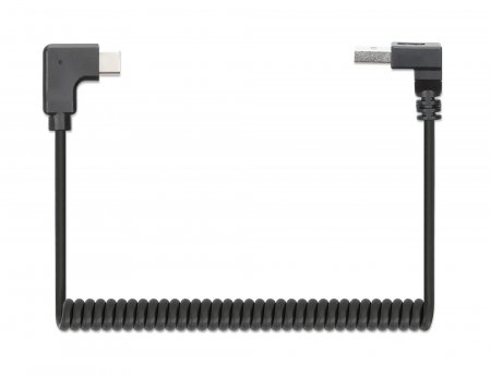 Manhattan Spiralkabel USB-A auf USB-C 1 m Schwarz