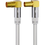Goobay TV Antennenkabel (135 dB typ), 4x geschirmt, 1 m, Weiß - vergoldet, Koax-Buchse 90° > Koax-Stecker 90° (70411)