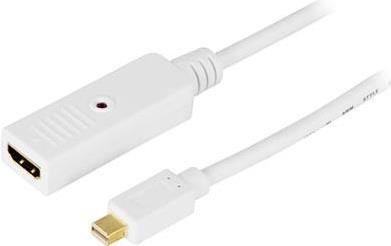 Deltaco DP-HDMI100 Videokabel-Adapter 1 m Mini DisplayPort HDMI Typ A (Standard) Weiß (DP-HDMI100)