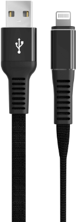 Leba geflochtenes MFI Flachkabel| USB-A auf Lightning| 1.2m| schwarz| USB Kabel 1,2 m USB 3.2 Gen 1 (3.1 Gen 1) USB A (NCABLE-LE-UA-8P-1.2M)