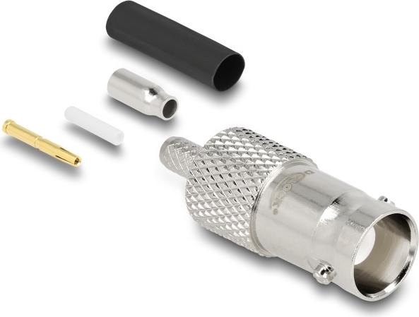 Delock BNC Buchse zum Crimpen RG-174 / RG-316 mit passendem Schrumpfschlauch (91760)