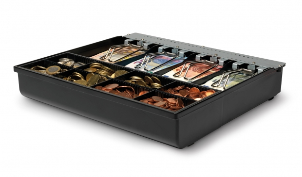 Safescan 3540 Tray Kasseneinsatz für SD-3540, 4 verstellbare Geldscheinfächer, Metall, Schwarz