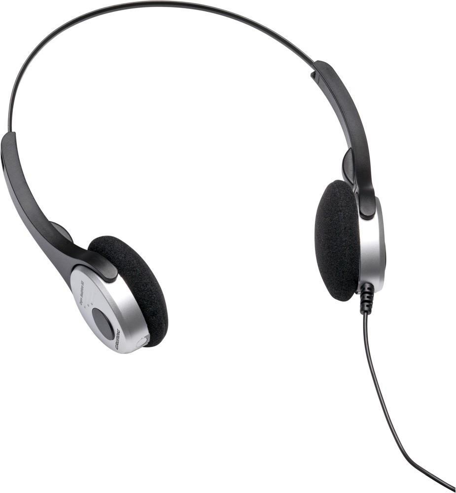 Grundig Digta 565. Position Kopfhörerlautsprecher: Ohraufliegend, Tragestil: Kopfband, Kopfhörer Empfindlichkeit: 95 dB, Impedanz: 32 Ohm. 3,5-mm-Anschluss, Kabellänge: 2,6 m. Gewicht: 90 g. Produktfarbe: Schwarz, Silber (PCC5652)