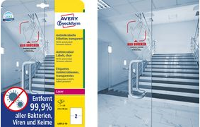 Avery Antimikrobielle Etiketten - Transparent - A4 - Polyester - Laser - Dauerhaft - Rechteck (L8012-10)