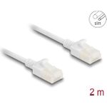 Delock RJ45 Netzwerkkabel Cat.6A Stecker zu Stecker mit robuster Rastnase Industrietauglich U/UTP Slim 2 m weiß (80360)