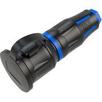 BACHMANN Profi-Schutzkontaktkupplung CEE7/3, Deckelband, gummiert, Power-LED, IP54, schwarz / blau (BM0017350)