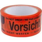 LogiLink Signalklebeband "Vorsicht Glas"!, rot, aus PP geräuscharm, Stärke: 40 my, OPP-Acrylatkleber, Maße: - 6 Stück (TAPE05)