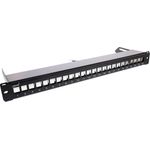 InLine® Patchfeld 24-fach, Keystone Snap-In Leerblech Patchpanel, 48,26cm (19"), 1HE, schwarz (76824K)
