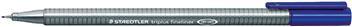 STAEDTLER Fineliner triplus, blau, Strichstärke: 0,3 mm dreieckig, metallgefasste Spitze, DRY SAFE, auswaschbar (334-3)