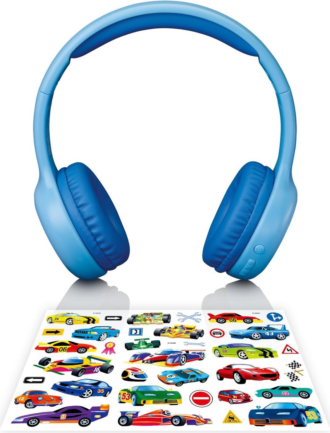 Lenco HPB 110 Kids Kopfhörer BT blau 85DB Limite akku stickers Kopfband 3,5 mm Anschluss Mikro USB Bluetooth (HPB 110BU)  - Onlineshop JACOB Elektronik