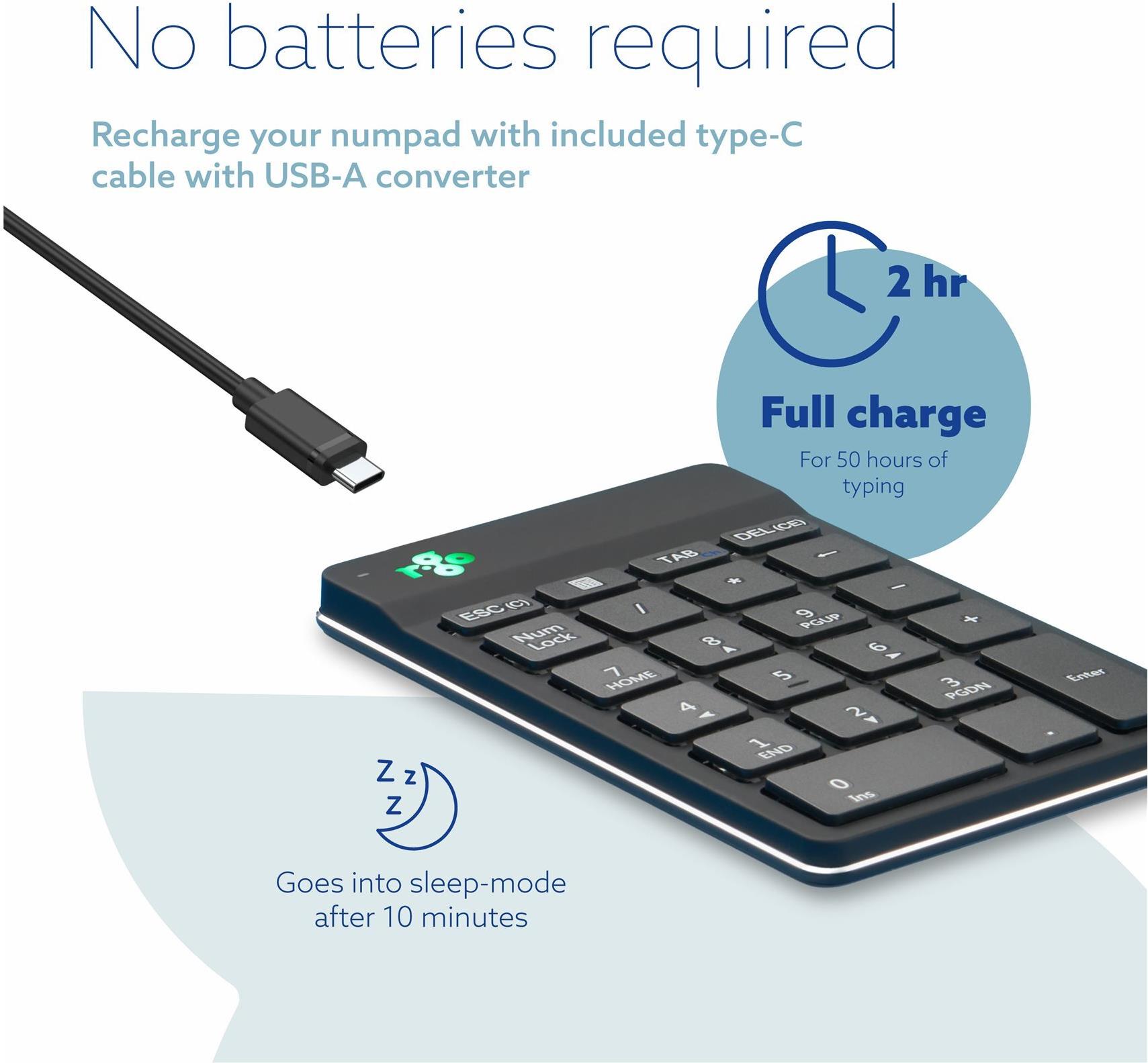 R-Go Nummernblock Compact Break Kabellos Bluetooth Schwarz