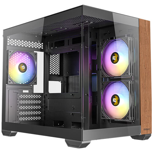 Antec CX600M Wood ARGB Mid Tower ATX PC-Gehäuse Schwarz, Holz