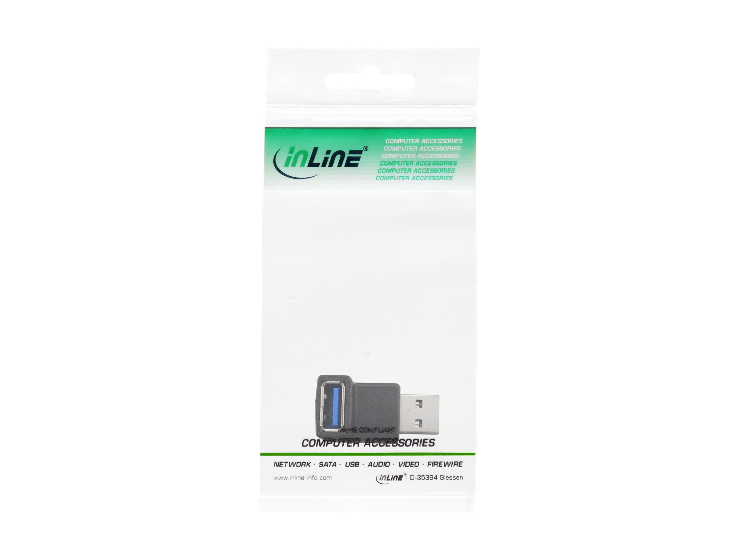 InLine USB 3.0 Adapter Stecker A auf Buchse A 90° gewinkelt Schwarz