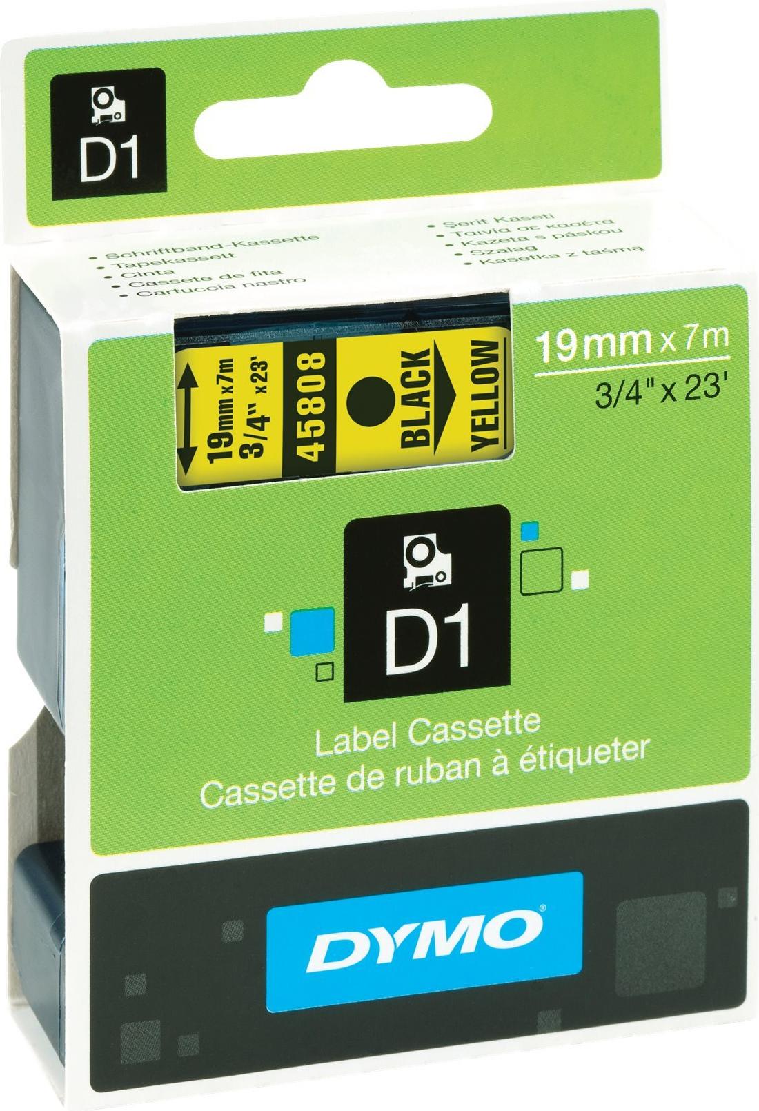 Dymo D1 Etikettenband 19 mm x 7 m Schwarz auf Gelb