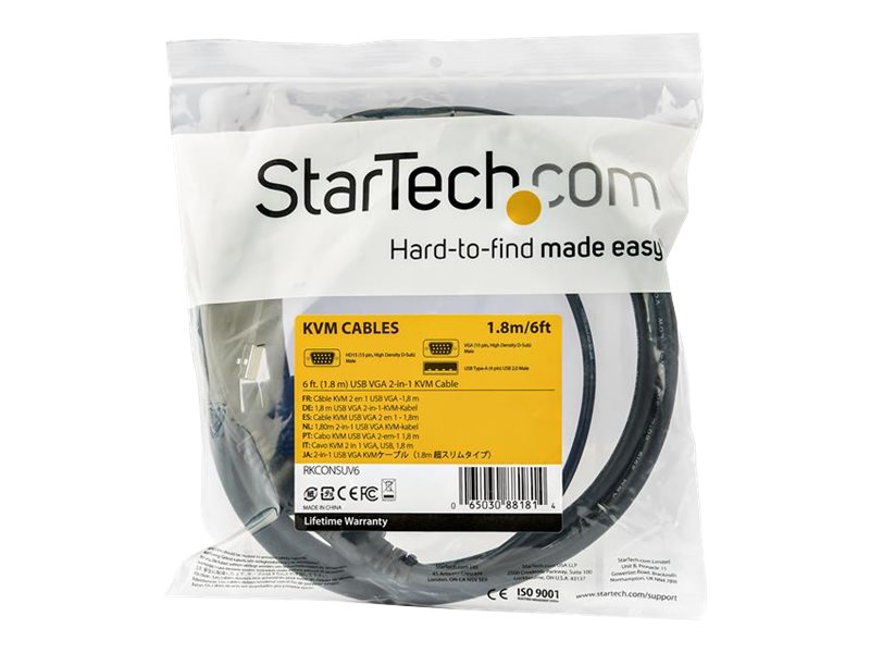 StarTech.com RKCONSUV6 1,8 m KVM-Kabel für Rackmount Konsolen Schwarz