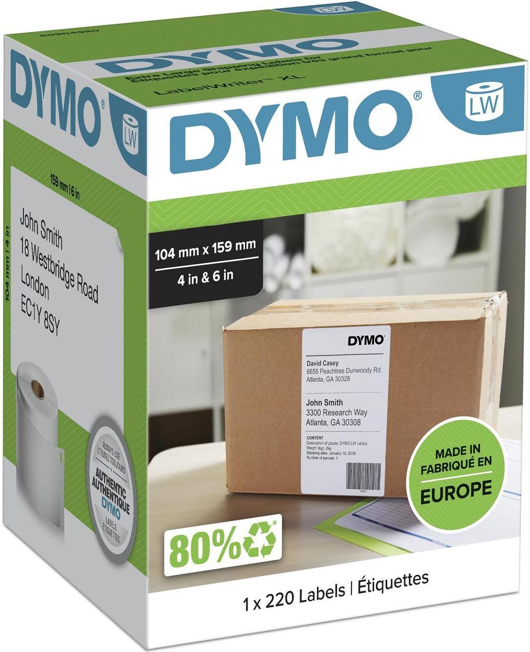 DYMO LabelWriter Versandetiketten XL 104 x 159 mm 220 Etiketten Selbstklebend Weiß