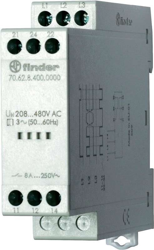 Finder 3-Phasen-Netzüberwachung 70.62.8.400.0000 3-Phasen-Netzüberwachung (208 - 480 V/Ac) Netzüberwachung, Phasenfolge (70.62.8.400.0000)