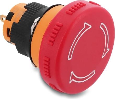 Delock Pilzkopf Taster zum Einbau 16 mm 2 x Lötanschluss (kurz) Kunststoff 32 mm Ø (22119)