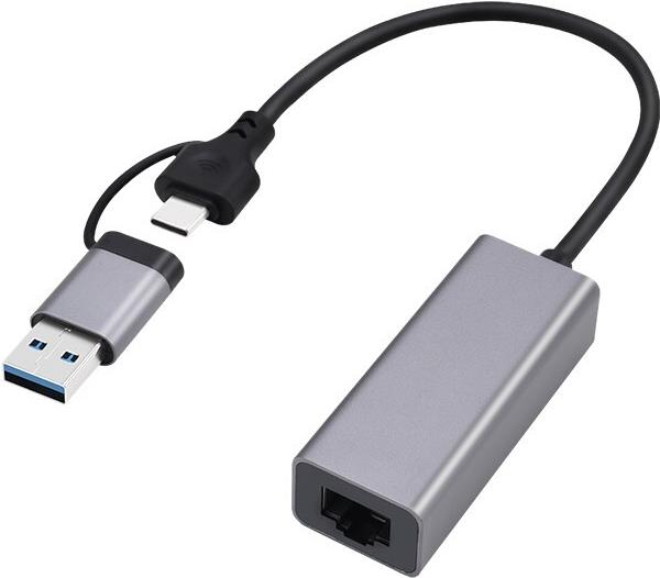 Gembird A-USB3AC-LAN-01 USB 3.1 + Typ-C Gigabit-Netzwerkadapter, Space Grau (A-USB3AC-LAN-01)