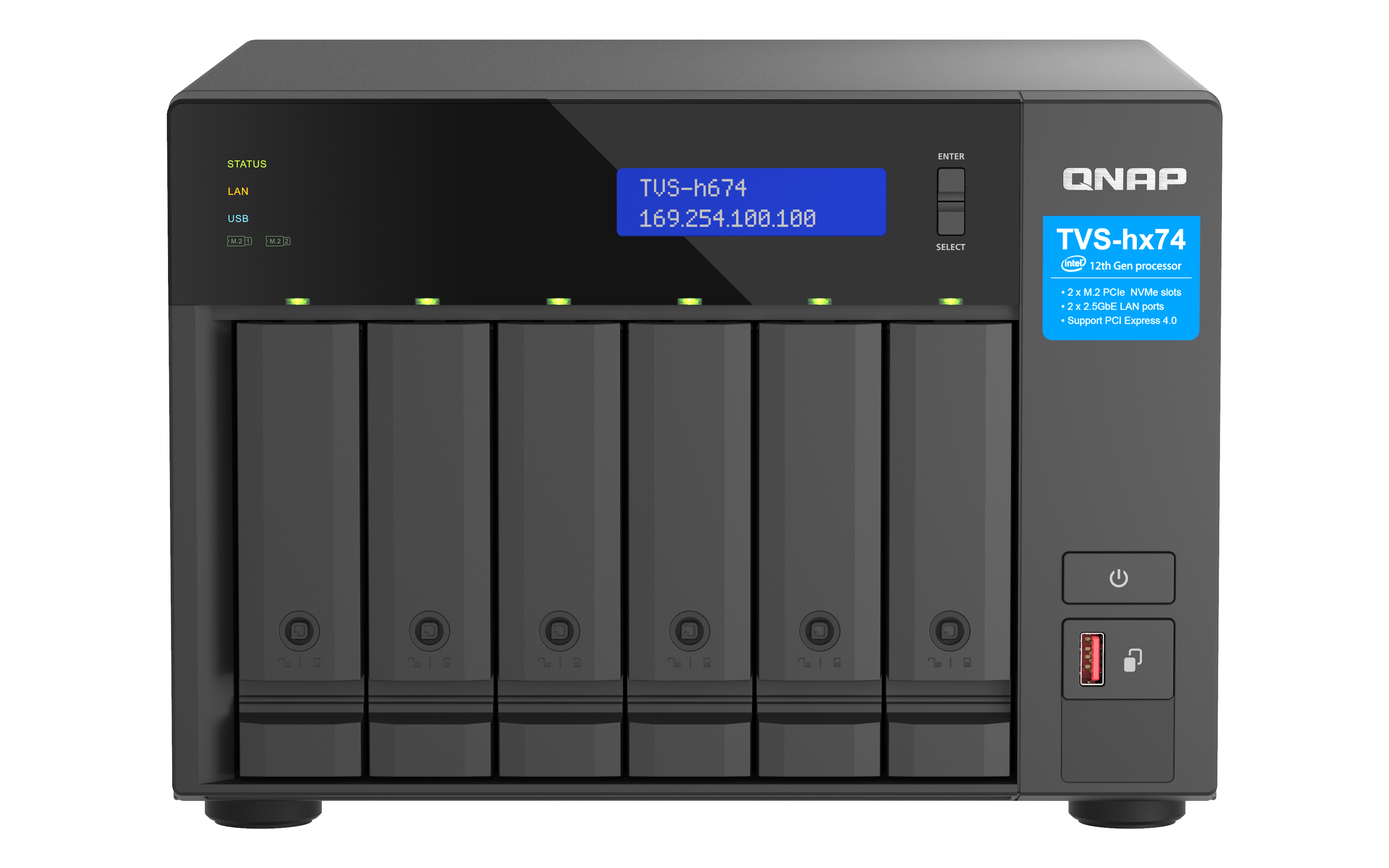 QNAP TVS-H674T NAS-Server Intel Core i5-12400 32 GB RAM Schwarz