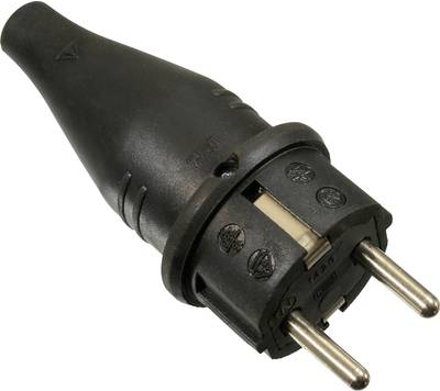 as - Schwabe 60412 Schutzkontaktstecker Vollgummi 230 V Schwarz IP44 (60412)