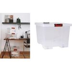 EDA Aufbewahrungsbox CLiPSTOCK, 75 Liter, PP, mit Rollen mit Deckel, Soft-Touch Griffe in schwarz/rot, sehr robust, - 1 Stück (010439)