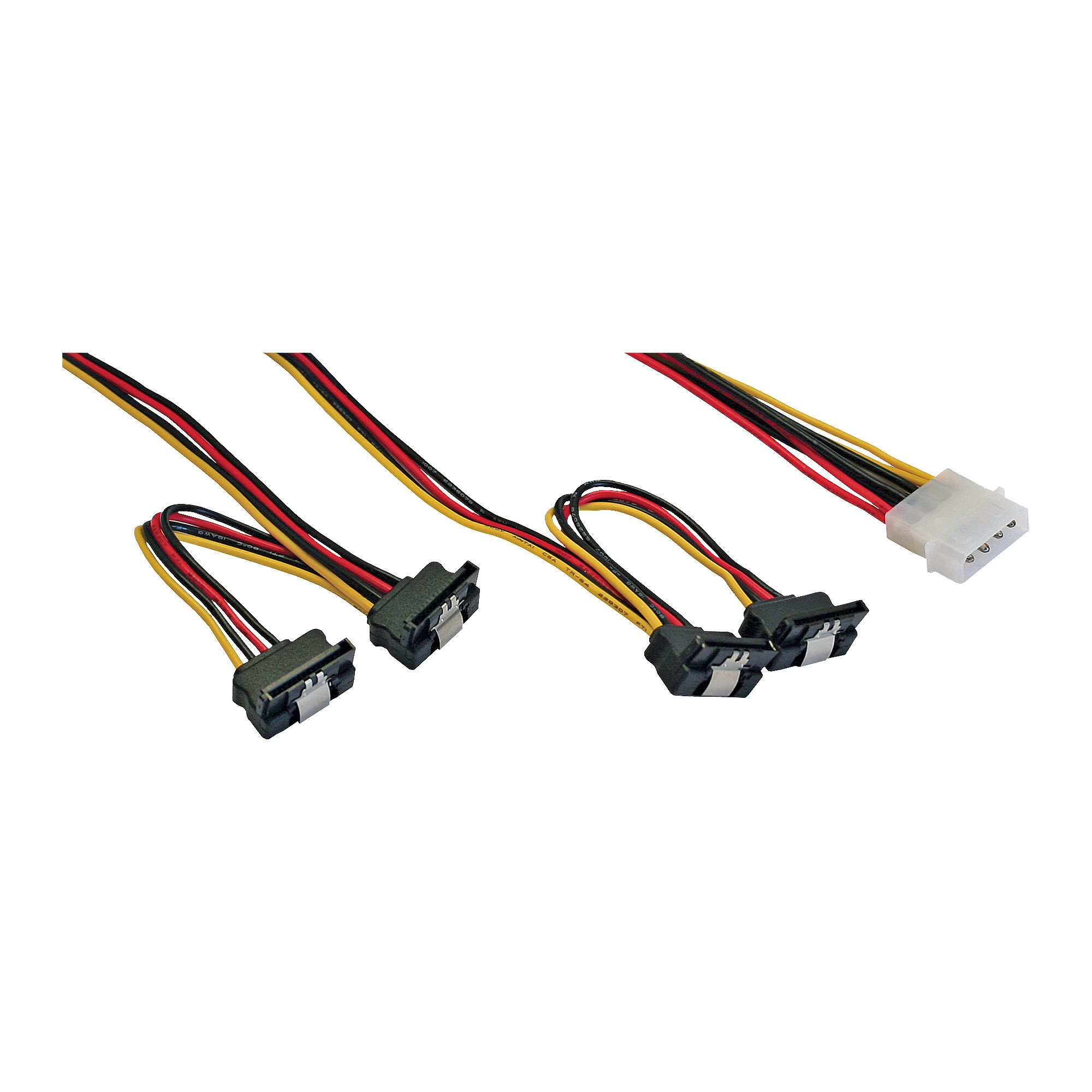InLine Y-Stromkabel intern, 5,25" auf 4x SATA 15-Pin gewinkelt mit Lasche, 40+55 cm, Schwarz