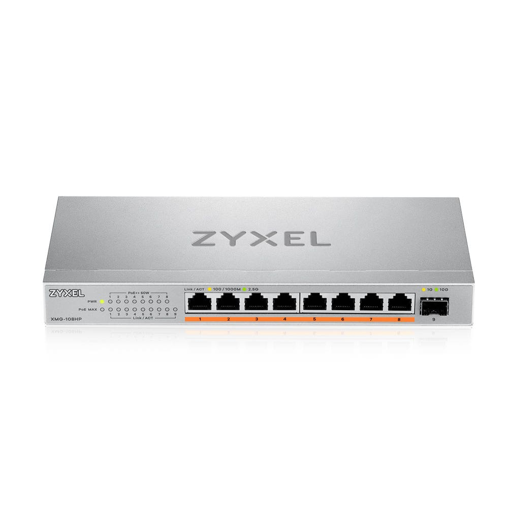 ZyXEL XMG-100 Series XMG-108HP 8-Port 2.5G PoE++ Switch Silber