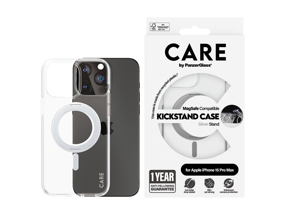 PanzerGlass CARE by PanzerGlass Schutzhülle mit Kickstand und MagSafe für iPhone 15 Pro Max 6,7" Durchsichtig, Silber