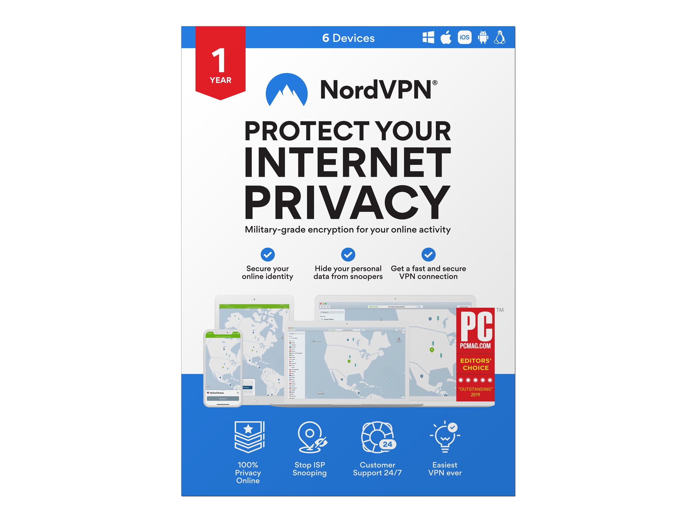 NordVPN Abonnement-Lizenz 1 Jahr – 1 Lizenz – Windows, macOS, Linux, Android, iOS