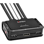 Lindy 2 Port DisplayPort 1.2, USB 2.0 & Audio Cable KVM Switch Umschalten zwischen 2 Computern mit DisplayPort-Anschluss mit nur einer Tastatur, Maus und Monitor (42344)