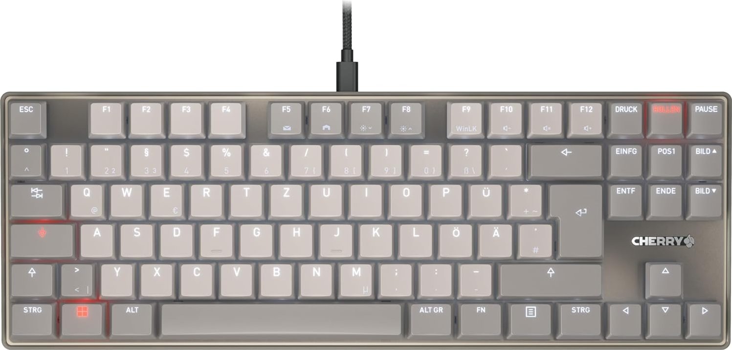 Cherry KC 500 MX LP TKL, warm grey, MX LOW PROFILE 2.0 IVORY, USB, Deutsches Layout QWERTZ (G8A-25550HOADE-29)