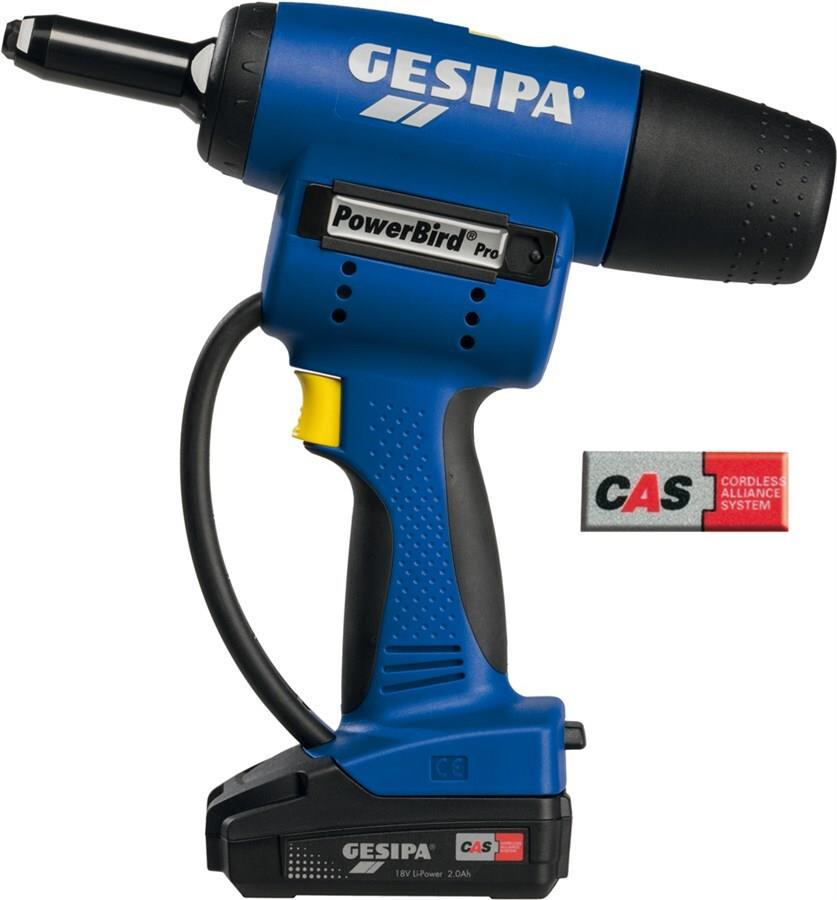 Gesipa Blindnietgerät PowerBird Pro GOLD CAS 20000N, 1x18V 2,0Ah+LG, L-BOXX, 4 Mu-St (1679666)