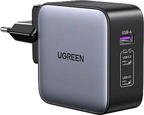 Ugreen 65W Fast Wall Charger, USB-A  & 2 x USB-C Black (6941876255313)