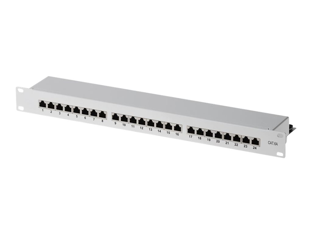 helos Patchfeld Cat 6A 19" 1HE 24 Port Grau, RAL 7035