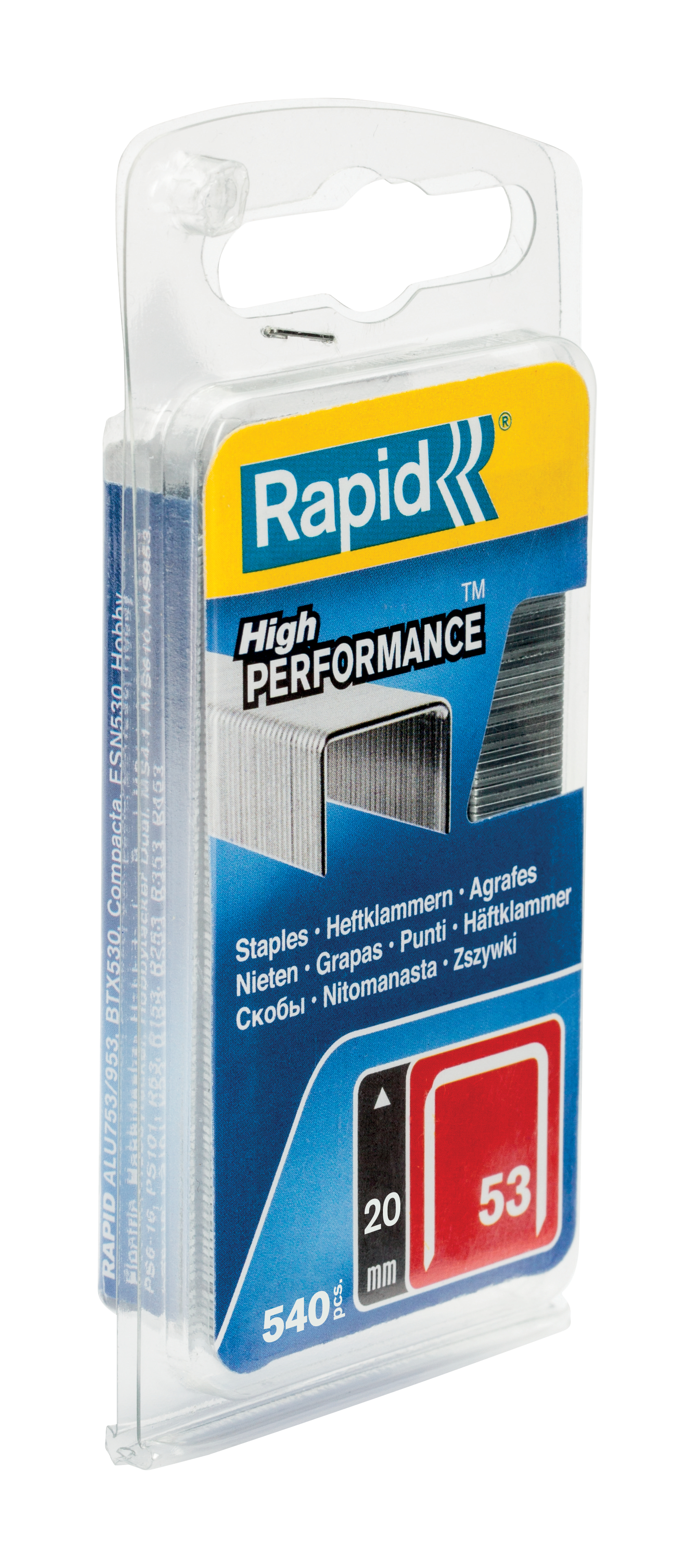 Rapid Feindrahtklammern Typ 53, 20 mm, 540 Stück, Karton mit Eurolochung