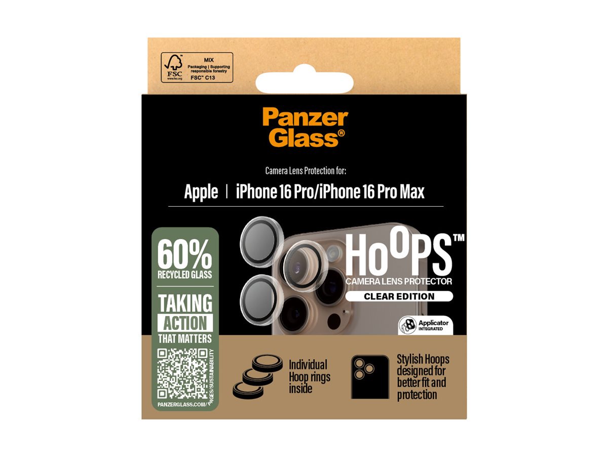 PanzerGlass Hoops Kameralinsenschutz für iPhone 16 Pro / 16 Pro Max Transparent