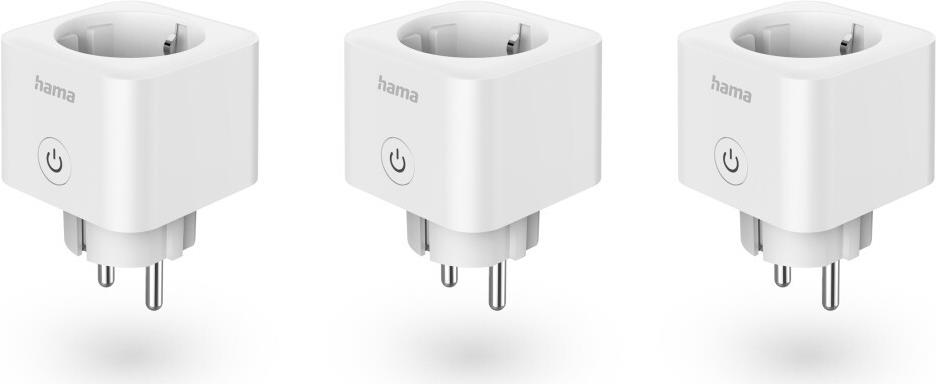 Hama Smarte WLAN-Steckdose, Matter, 3.680W, Sprach-/Appgesteuert, 3er-Pack (00176658)